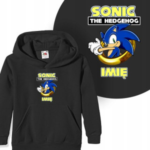 BLUZA Kaptur Dziecięca Własne IMIĘ SONIC MiX 164cm