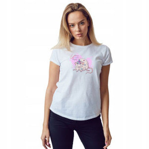 Koszulka DAMSKA T-shirt - BIAŁA Cute ANIMALS - L