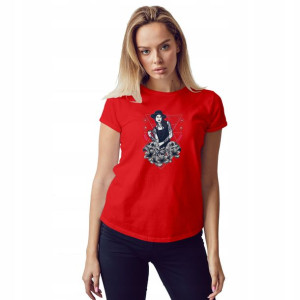 KOSZULKA Damska T-shirt Czerwony Modne WZORY - XL