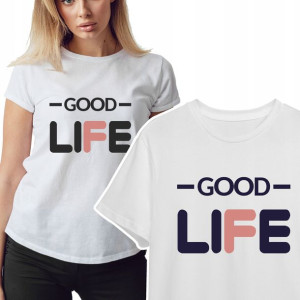 Modna KOSZULKA T-shirt Damski wzór GOOD LIFE - L