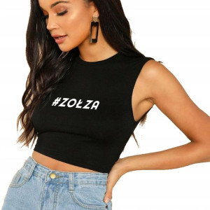 Koszulka S Cropped Czarn na ramiączkach #ZOŁZA 01
