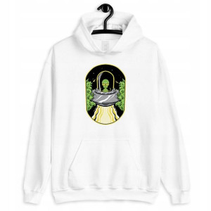 BLUZA Męska z KAPTUREM Biała ALIEN ROZMIAR - M