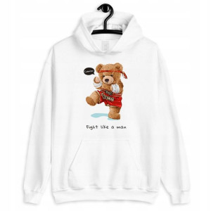 BLUZA Męska z kapturem BIAŁA Różne Wzory Teddy - M