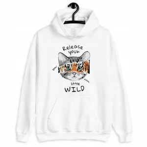 BLUZA Męska z kapturem BIAŁA Różne Wzory Teddy - M