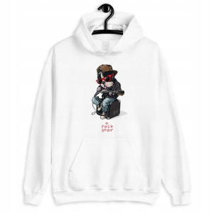BLUZA Męska z kapturem BIAŁA Różne Wzory Teddy - S