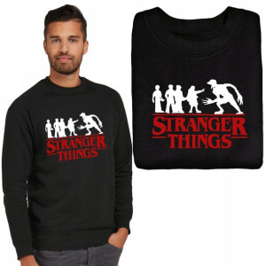 MĘSKA Bluza CZARNA MiX Wzory STRANGER THINGS - L
