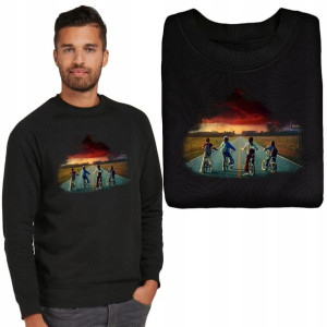 MĘSKA Bluza CZARNA MiX Wzory STRANGER THINGS - S