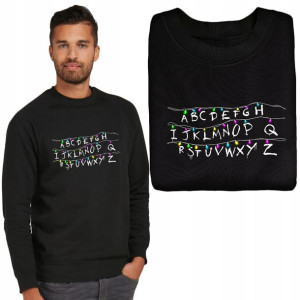 MĘSKA Bluza CZARNA MiX Wzory STRANGER THINGS - XL