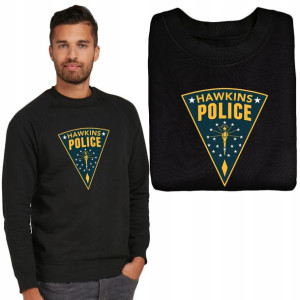MĘSKA Bluza CZARNA MiX Wzory STRANGER THINGS - XL