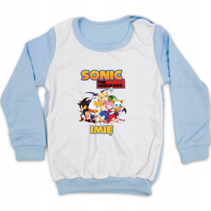 PIŻAMA NIEBIESKA Twoje IMIĘ SONIC MiX Wzory 92 cm