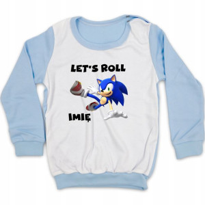 PIŻAMA NIEBIESKA Twoje IMIĘ SONIC MiX Wzory 92 cm