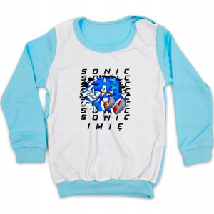 PIŻAMA TURKUSOWA Twoje IMIĘ SONIC MiX Wzory 98 cm