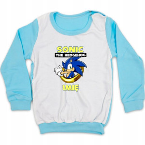 PIŻAMA TURKUSOWA Twoje IMIĘ SONIC MiX Wzory 98 cm