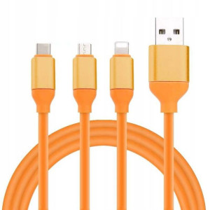 Kabel Usb 3w1 Szybkie Ładowanie Pomarańczowy