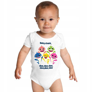 Białe BODY BAWEŁNIANE Prezent BABY SHARK 02 roz 56
