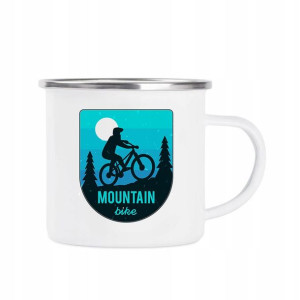 Kubek STALOWY Biały Emaliowany MOUNTAIN Bike 01