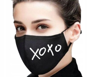Maska Maseczka Bawełnian Czarn K-POP XoXo Wzór 05
