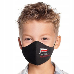 Maska Maseczka do Szkoły Czarna Patriotyczna 01