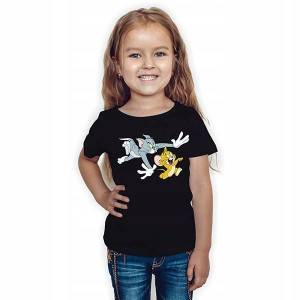 Dziewczęcy T-shirt Kolor Czarny Wzory Rozm 146-152
