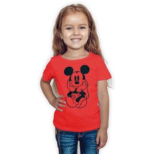 Dziewczęcy T-shirt Kolor Czerwo Wzory Rozm 122-128