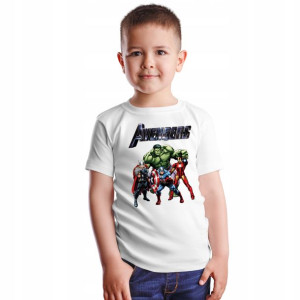 Koszulka Dziecięca Biała 146 cm Wzór AVENGERS 01