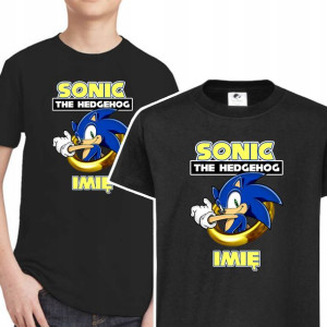 KOSZULKA DZIECIĘCA Własne IMIĘ Wzory SONIC 110 cm