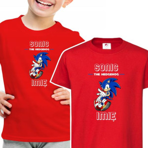 KOSZULKA DZIECIĘCA Własne IMIĘ Wzory SONIC 110 cm
