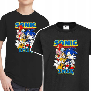 KOSZULKA DZIECIĘCA Własne IMIĘ Wzory SONIC 122 cm