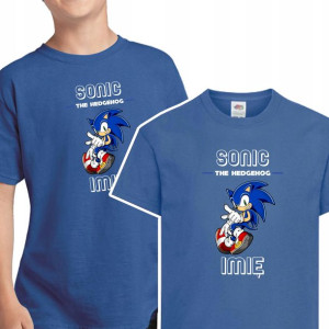 KOSZULKA DZIECIĘCA Własne IMIĘ Wzory SONIC 122 cm