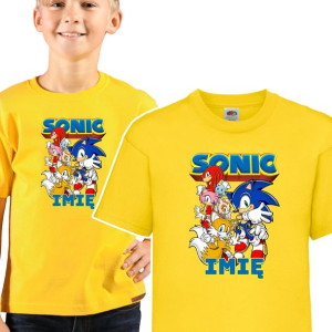 KOSZULKA DZIECIĘCA Własne IMIĘ Wzory SONIC 134 cm
