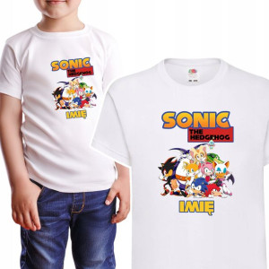 KOSZULKA DZIECIĘCA Własne IMIĘ Wzory SONIC 134 cm