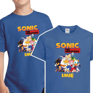KOSZULKA DZIECIĘCA Własne IMIĘ Wzory SONIC 134 cm