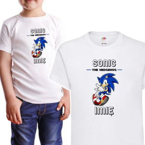 KOSZULKA DZIECIĘCA Własne IMIĘ Wzory SONIC 146 cm