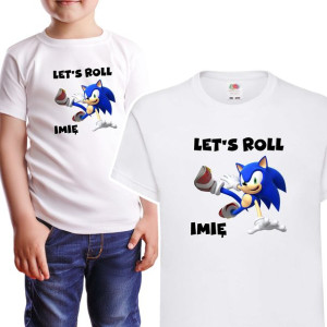 KOSZULKA DZIECIĘCA Własne IMIĘ Wzory SONIC 146 cm