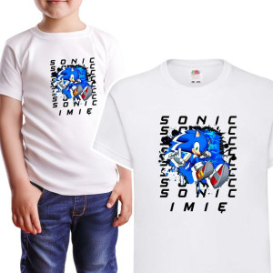 KOSZULKA DZIECIĘCA Własne IMIĘ Wzory SONIC 86 cm