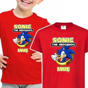KOSZULKA DZIECIĘCA Własne IMIĘ Wzory SONIC 86 cm