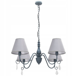 Lampa Sufitowa Wisząca Metal Kryształ Szara Grey