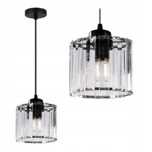 Lampa Sufitowa Wisząca Kryształ Czarna Glamour