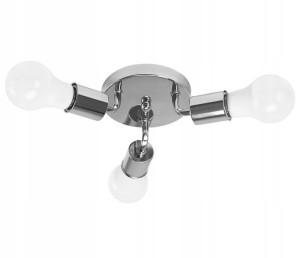 Lampa Sufitowa Plafon Potrójna Metalowa Chrom 3