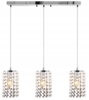 Lampa Sufitowa Wisząca Glamour Srebrna Kryształowa