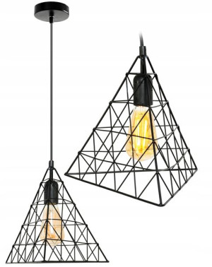 Czarna Lampa Trójkąt Sufitowa Wisząca W Stylu Loft
