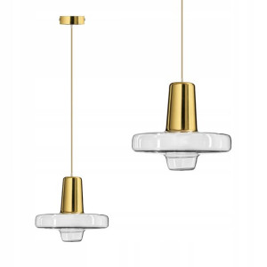 Lampa Sufitowa Wisząca Szklana Metalowa Gold Led
