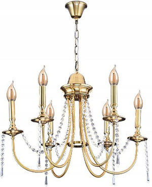 Lampa Kryształowa Wisząca Żyrandol Złoty Duża