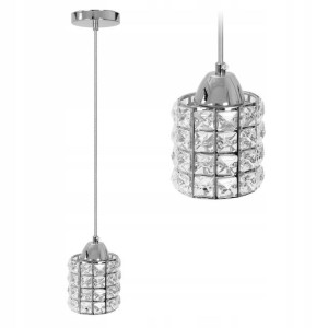 Lampa Sufitowa Wisząca Kryształ Chromowana Glamour