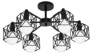 Lampa Wisząca Sufitowa Metalowa Czarna 6-Ramienna
