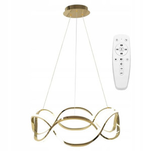 Lampa Sufitowa Wisząca Metal Ring Gold Led + Pilot