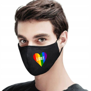 Maska Maseczka Bawełniana Czarna LGBT Pride 02