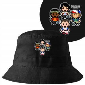 KAPELUSZ BUCKET HAT Czarny STRANGER THINGS Wzory