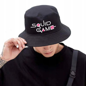 Modny KAPELUSZ BUCKET HAT Czarny wzór SQUID GAME