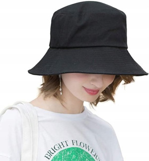 Modny Letni KAPELUSZ Rybacki Bucket HAT Czarny